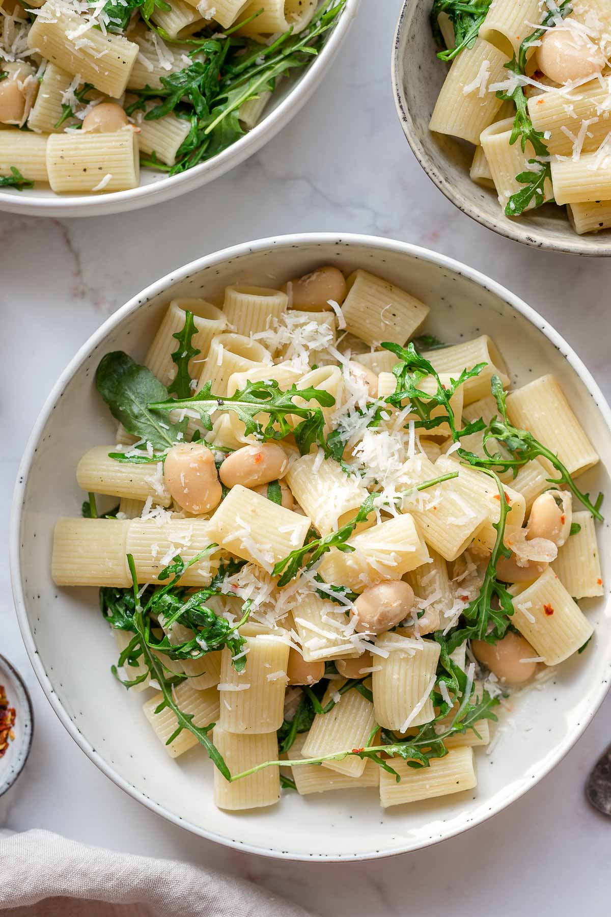 Pasta Mit Weissen Bohnen Rucola Und Zitrone Rezept Elle Republic