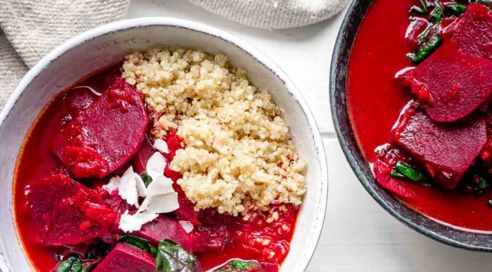 Rote-Bete-Curry mit Kokosmilch und Spinat Vegan Rezept