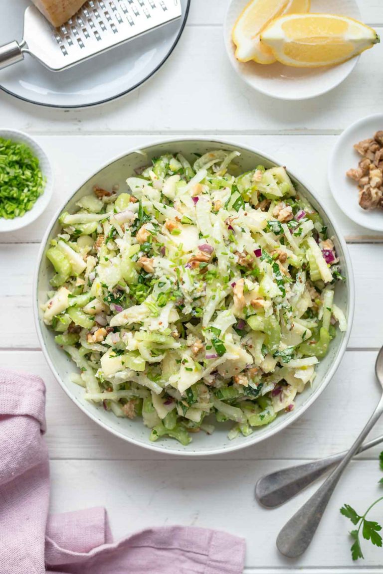 Sellerie Salat mit Apfel, Fenchel mit Parmesan