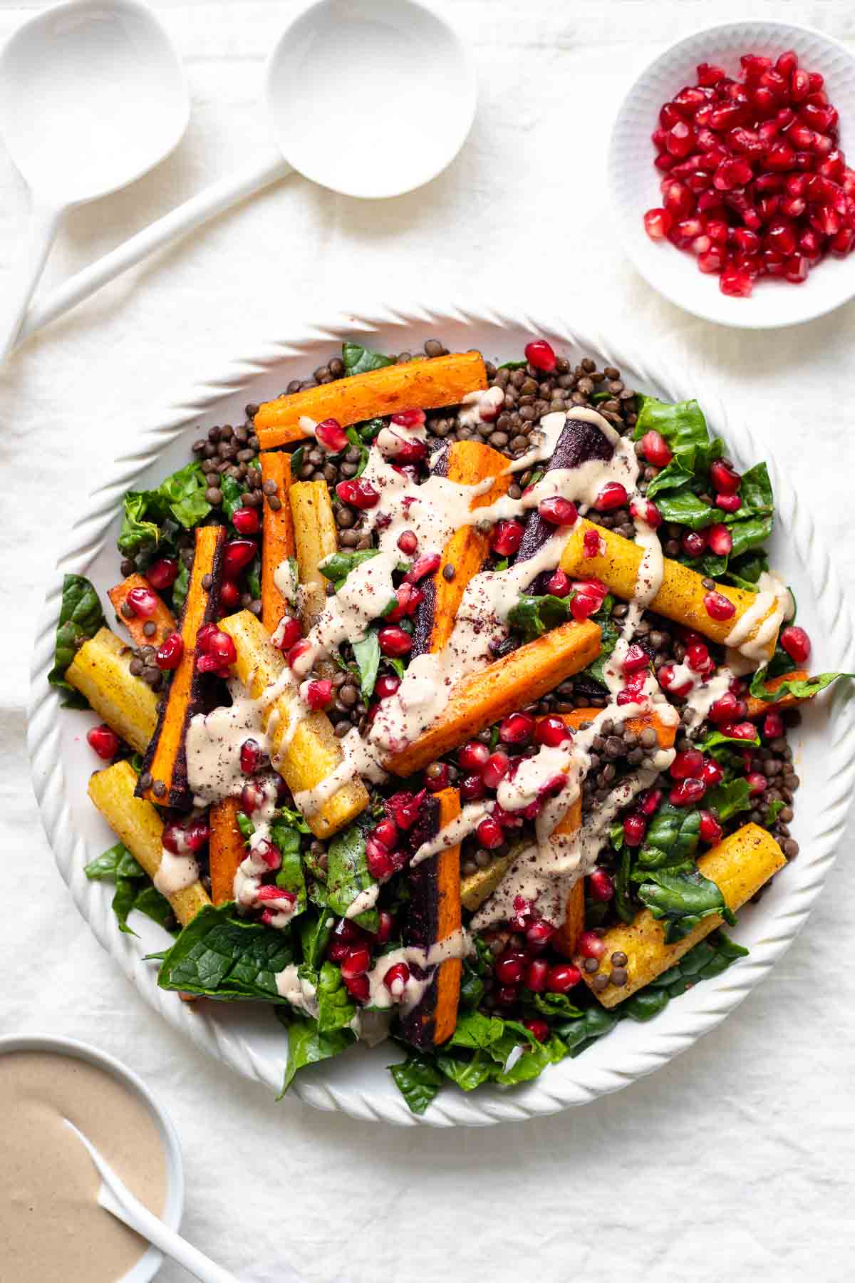 Roasted Carrot Lentil Salad with Tahini Dressing