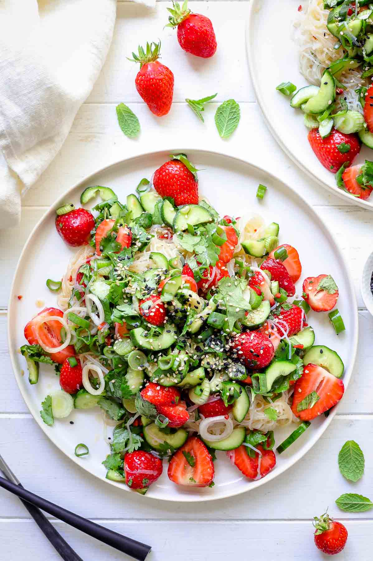 Glass Noodle Salad with Strawberries & Cucumber