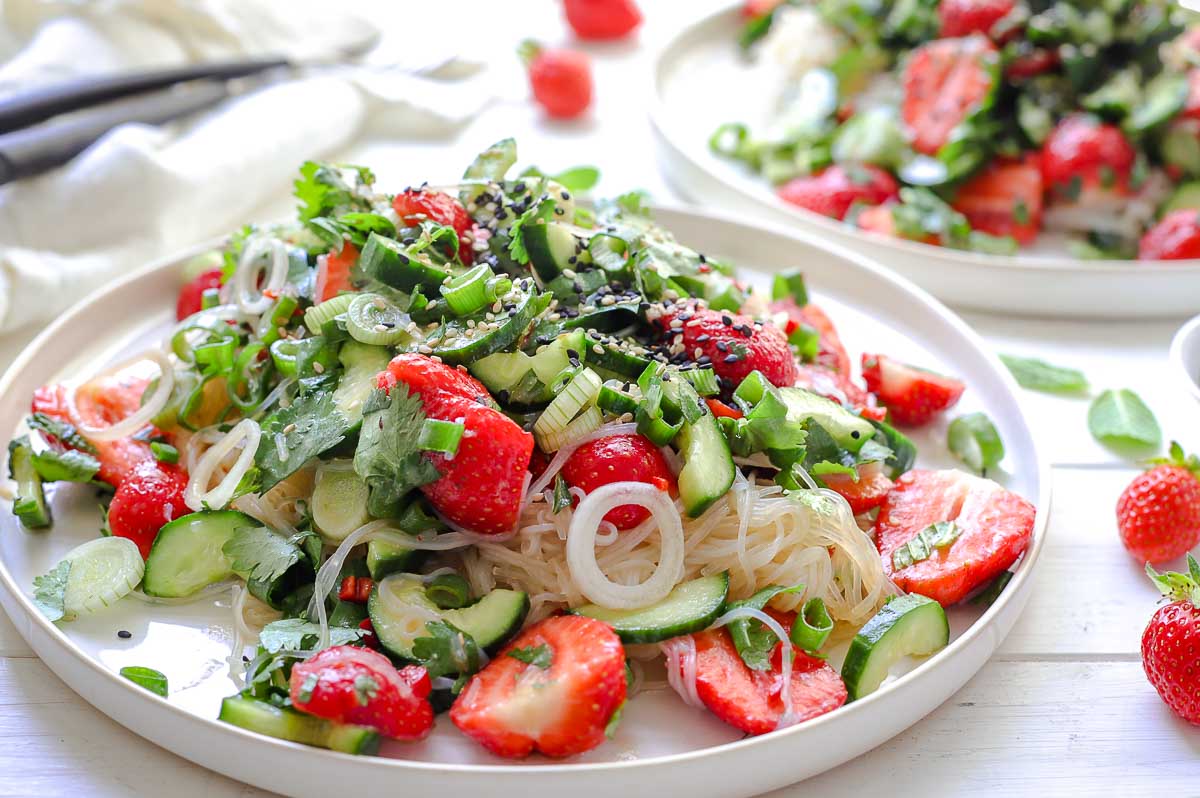 Glass Noodle Salad With Strawberries Cucumber Recipe Elle Republic