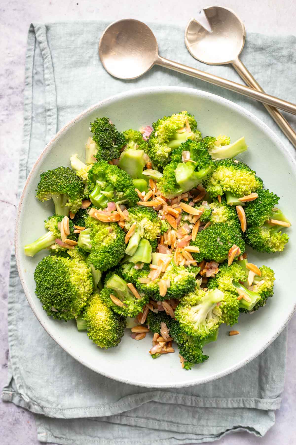 Asian-Style Broccoli Salad with miso paste and almonds