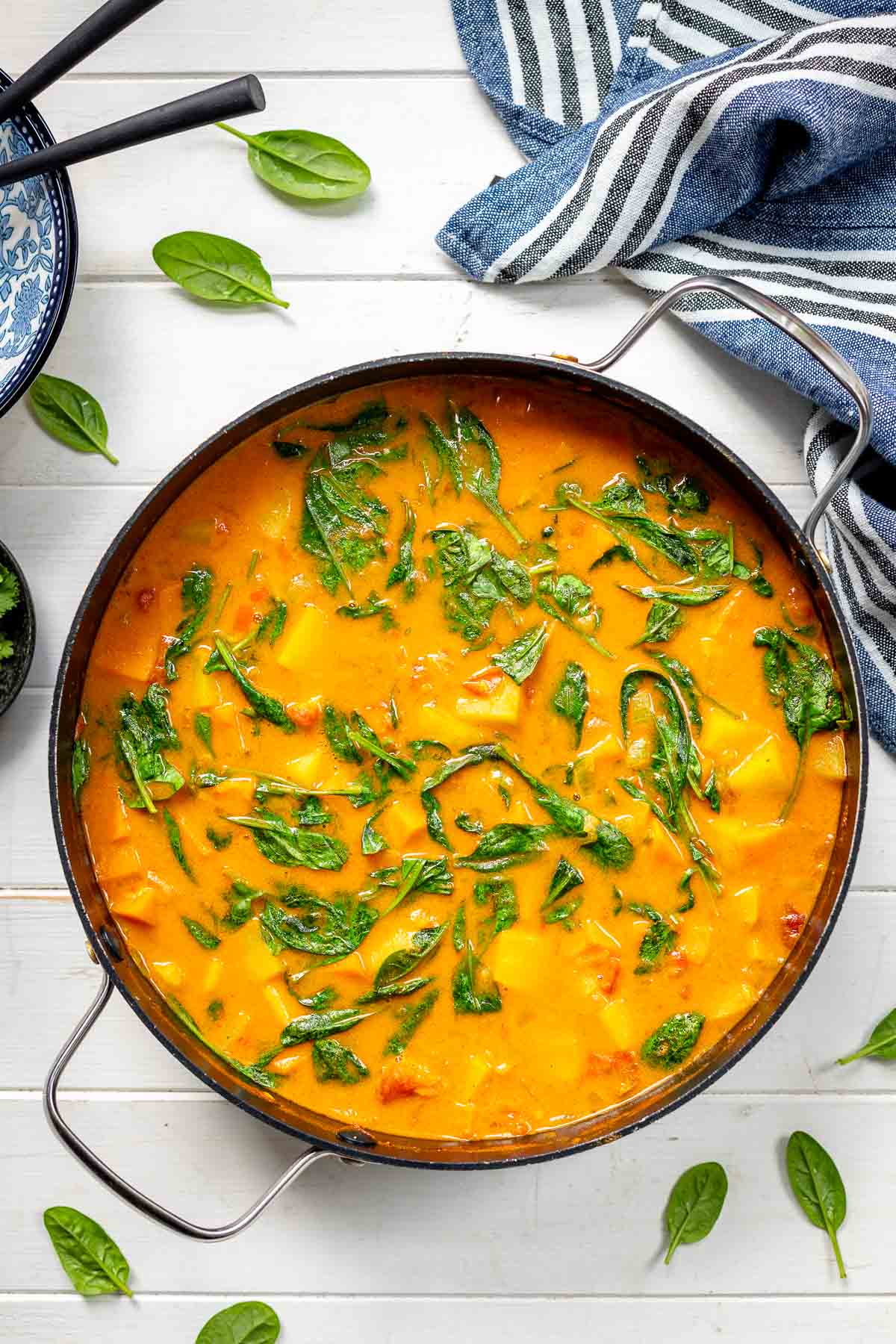 One-Pan Coconut Curry Potatoes with Spinach