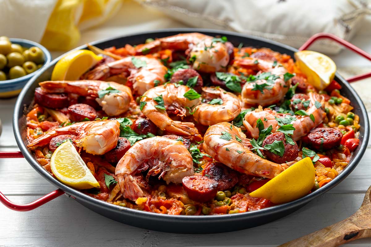 Paella With Prawns And Chorizo Recipe Elle Republic