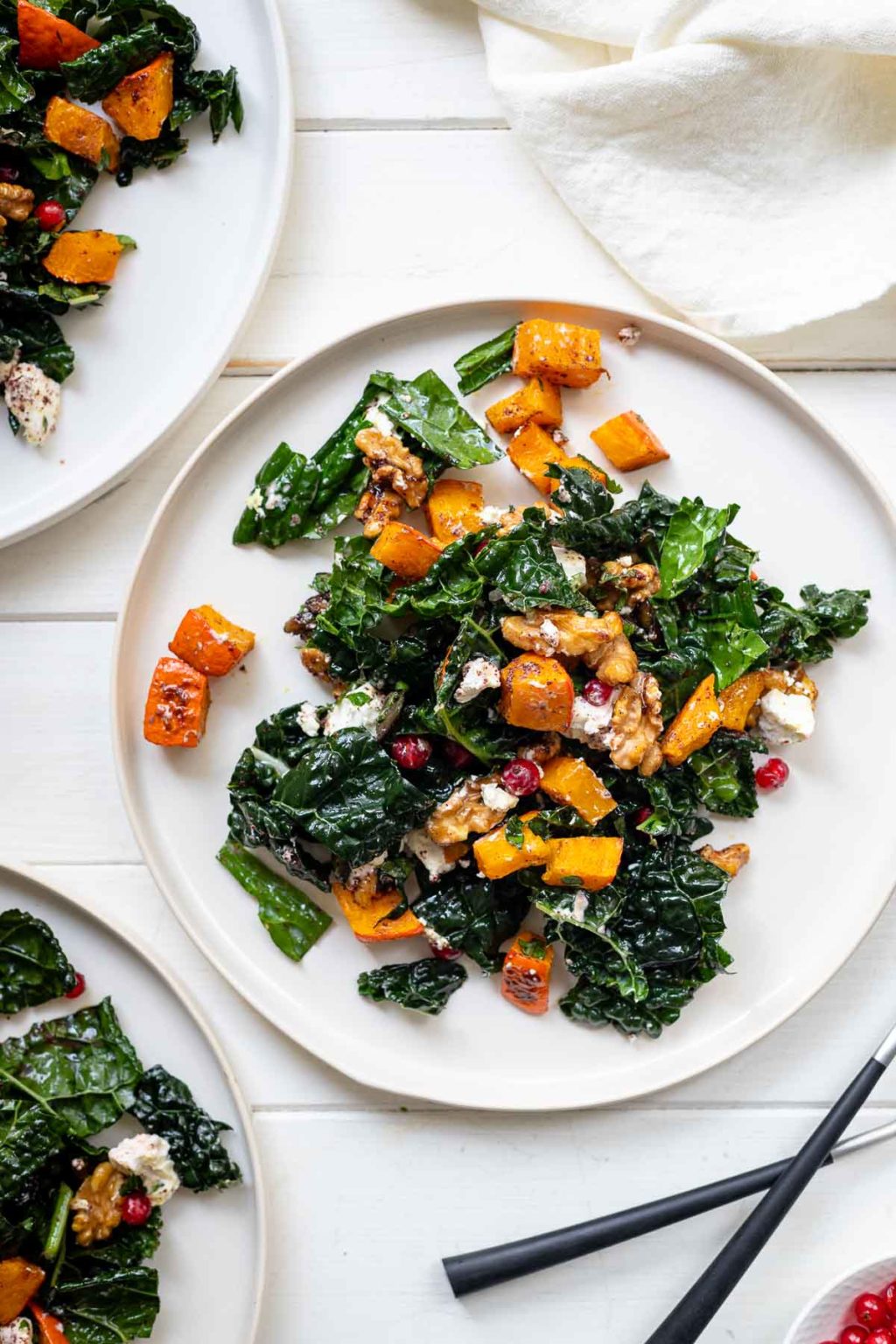 Hokkaido Pumpkin and Kale Salad with Goat Cheese & Candied Walnuts