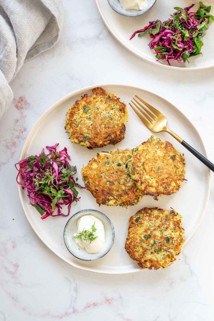 Celery and potato hash browns with herbs