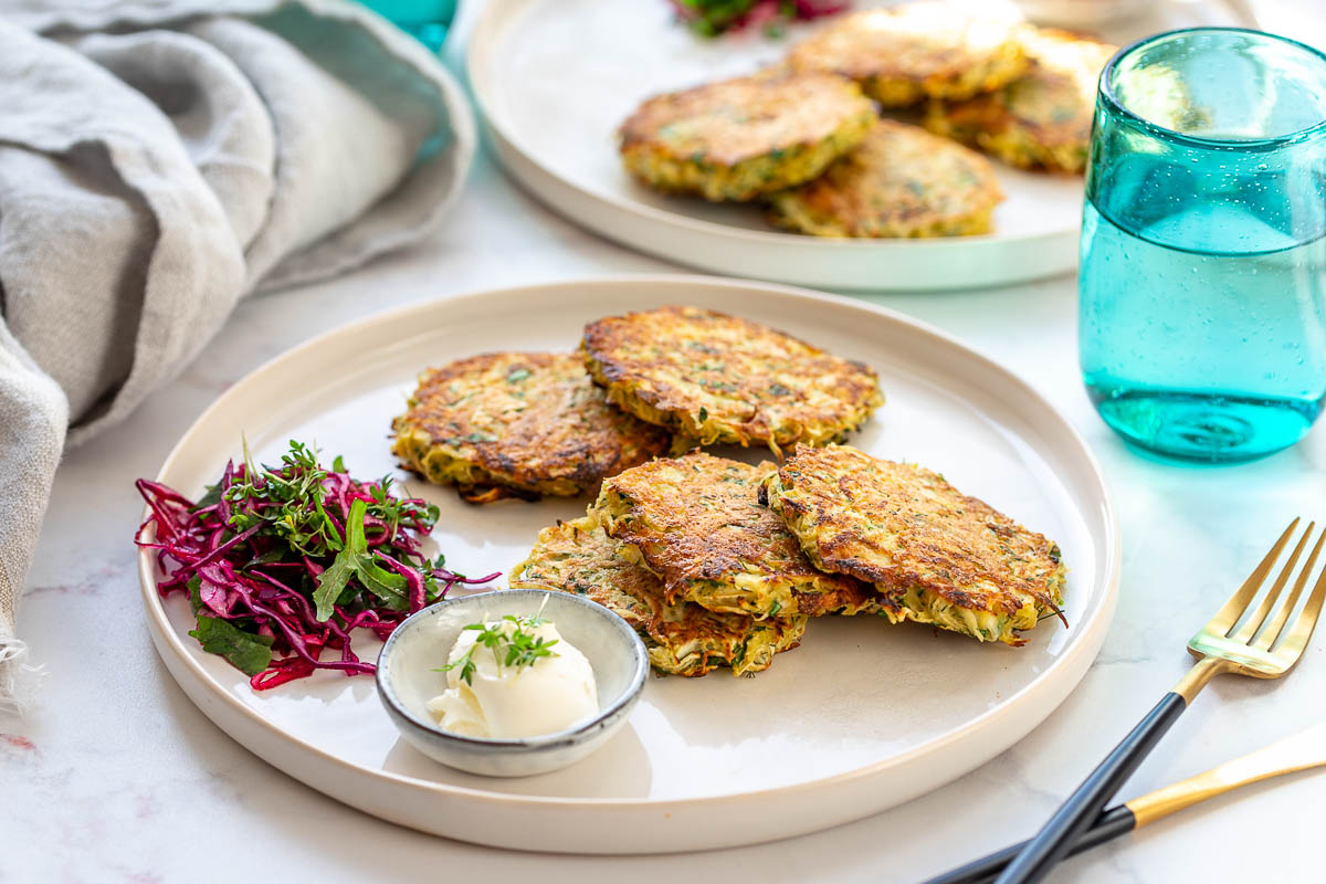 Celery and potato hash browns with herbs