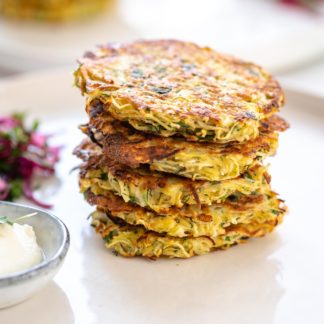 Celery and potato hash browns with herbs