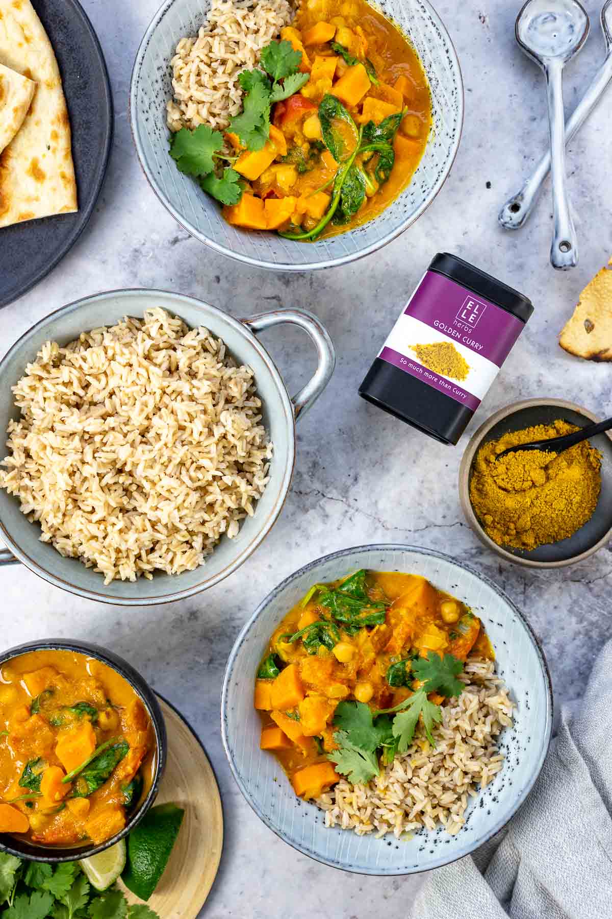 Süßkartoffel Curry mit Kichererbsen Rezept mit Elle Herbs Golden Curry Gewürz