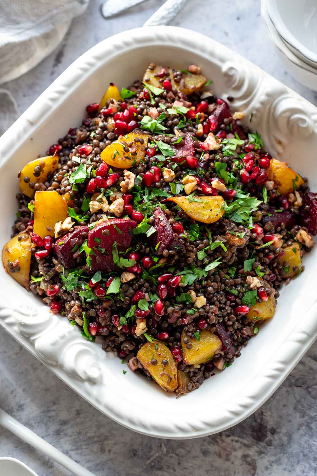 Roasted Beet and Lentil Salad with Dijon-Balsamic Vinaigrette