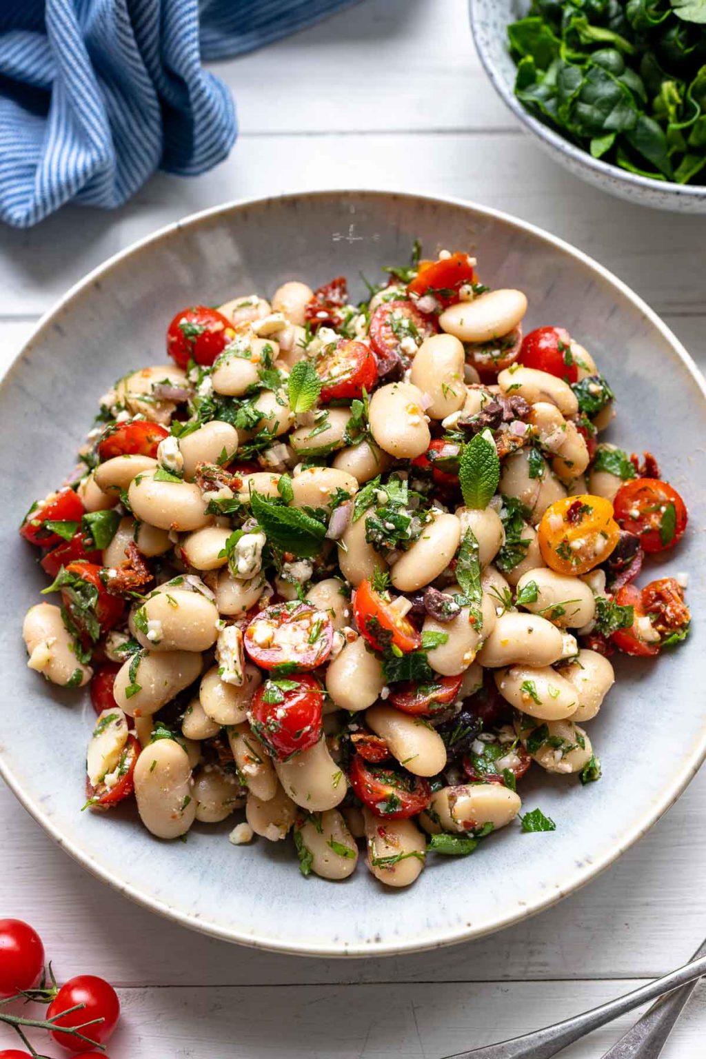 Greek Style Jumbo White Bean Salad Recipe Elle Republic
