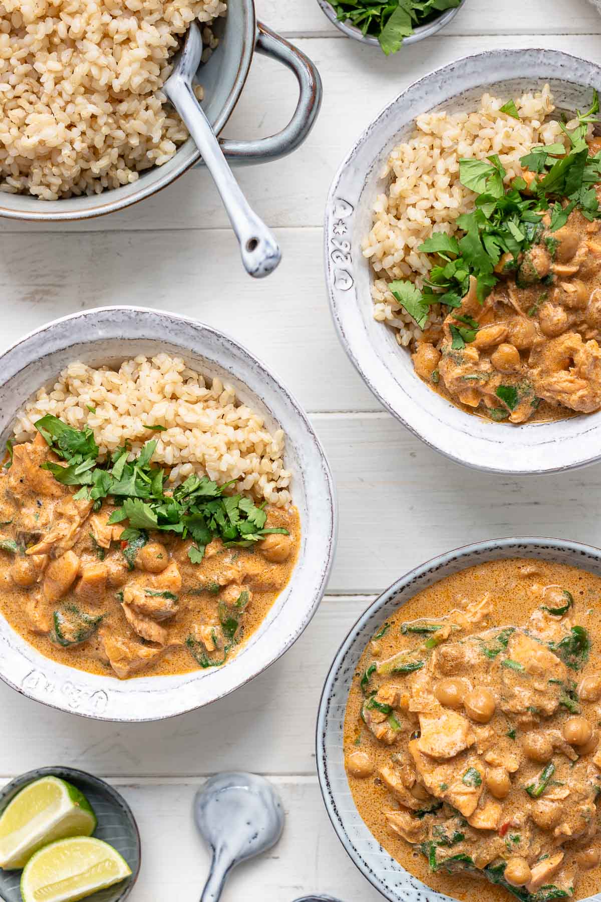 Salmon coconut curry with spinach and chickpeas recipe