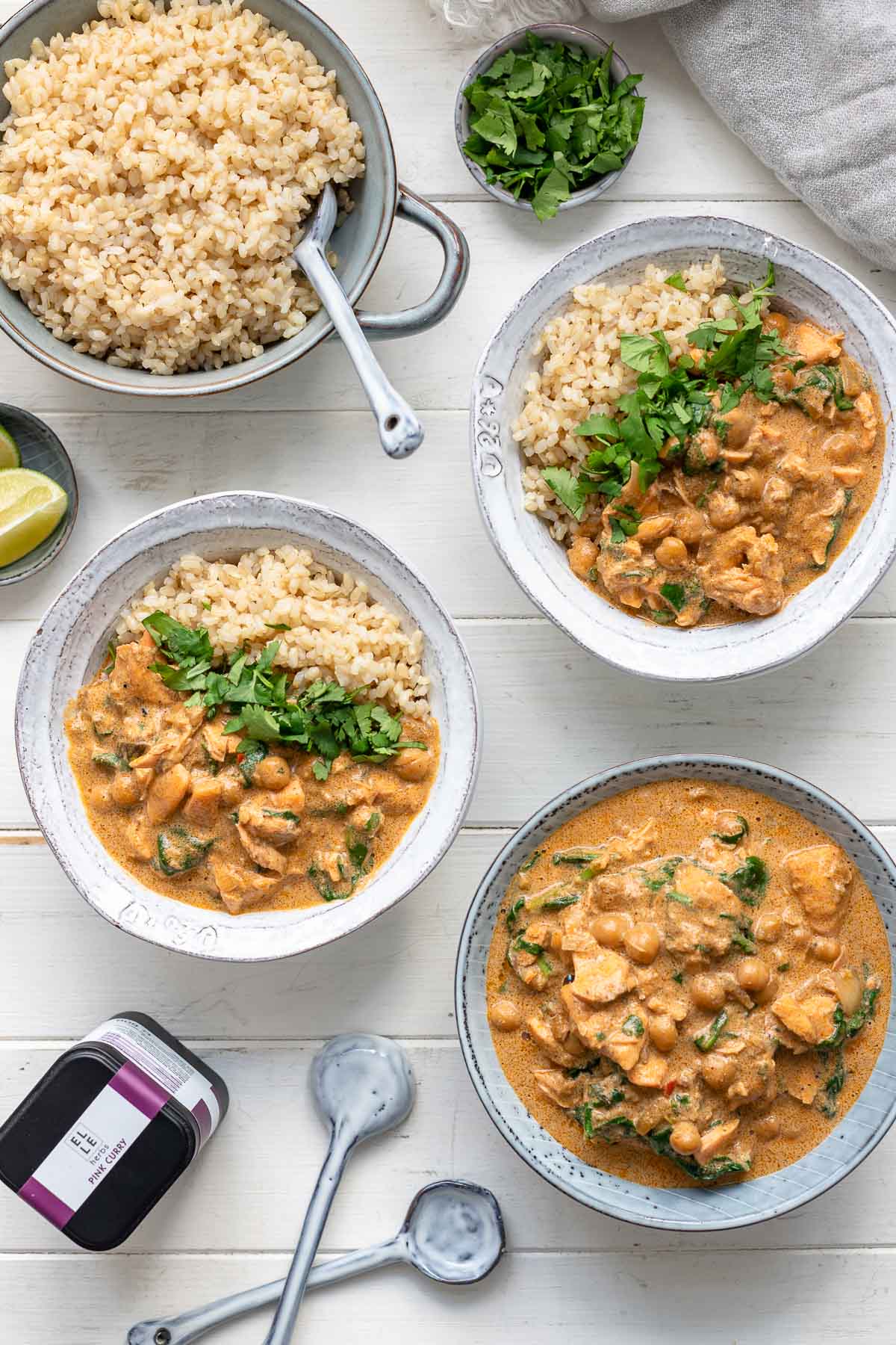 Salmon coconut curry with spinach and chickpeas recipe