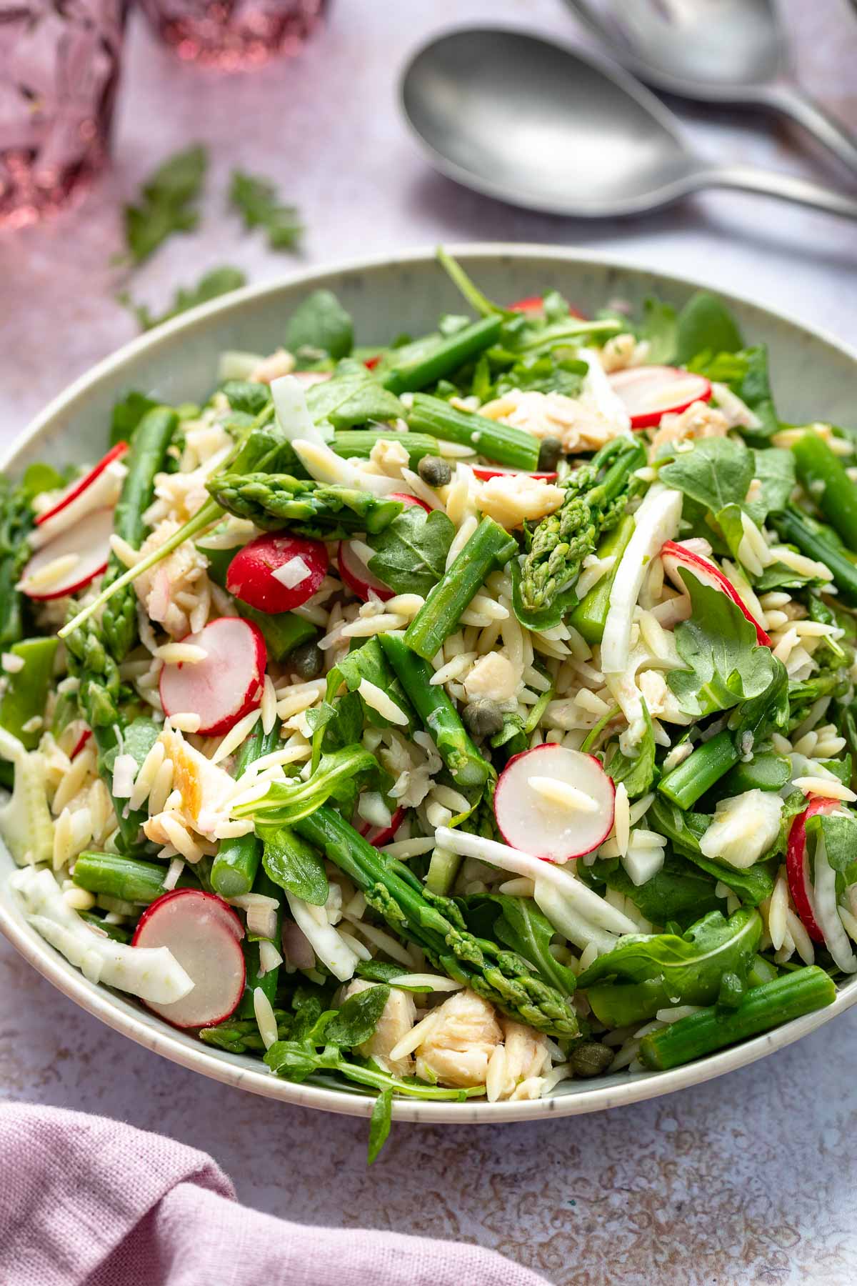 Smoked Trout Pasta Salad with Asparagus & Fennel