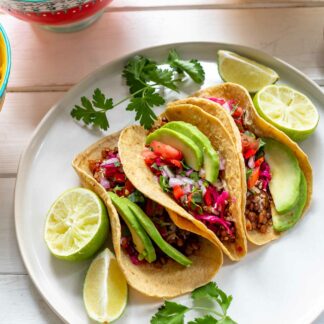 Linsen Tacos vegan mit Mais Tortillas