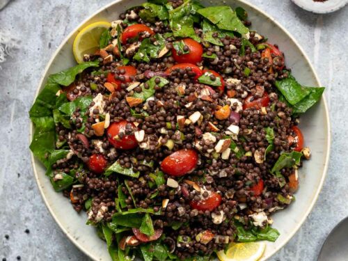 Rote Linsen Salat orientalisch mit Feta
