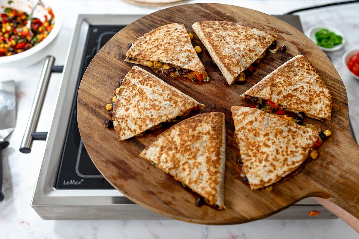 Black bean quesadillas with LeMax grill 