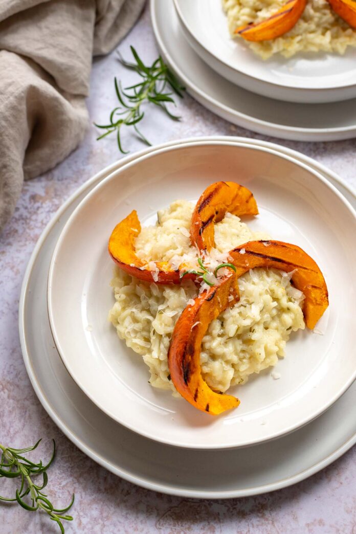 Rosmarin Risotto mit gegrilltem Kürbis