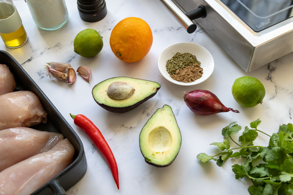 Ingredients for Grilled Chicken Breast with Avocado Salsa