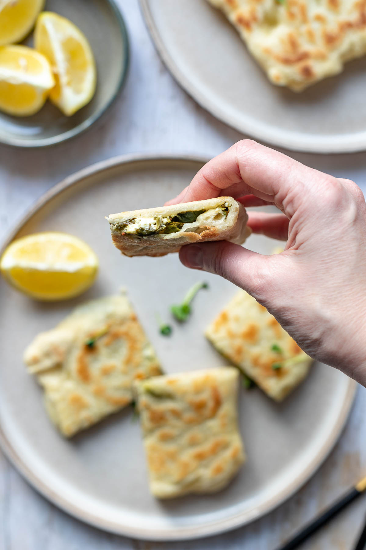 Homemade Gozleme with Spinach and Feta