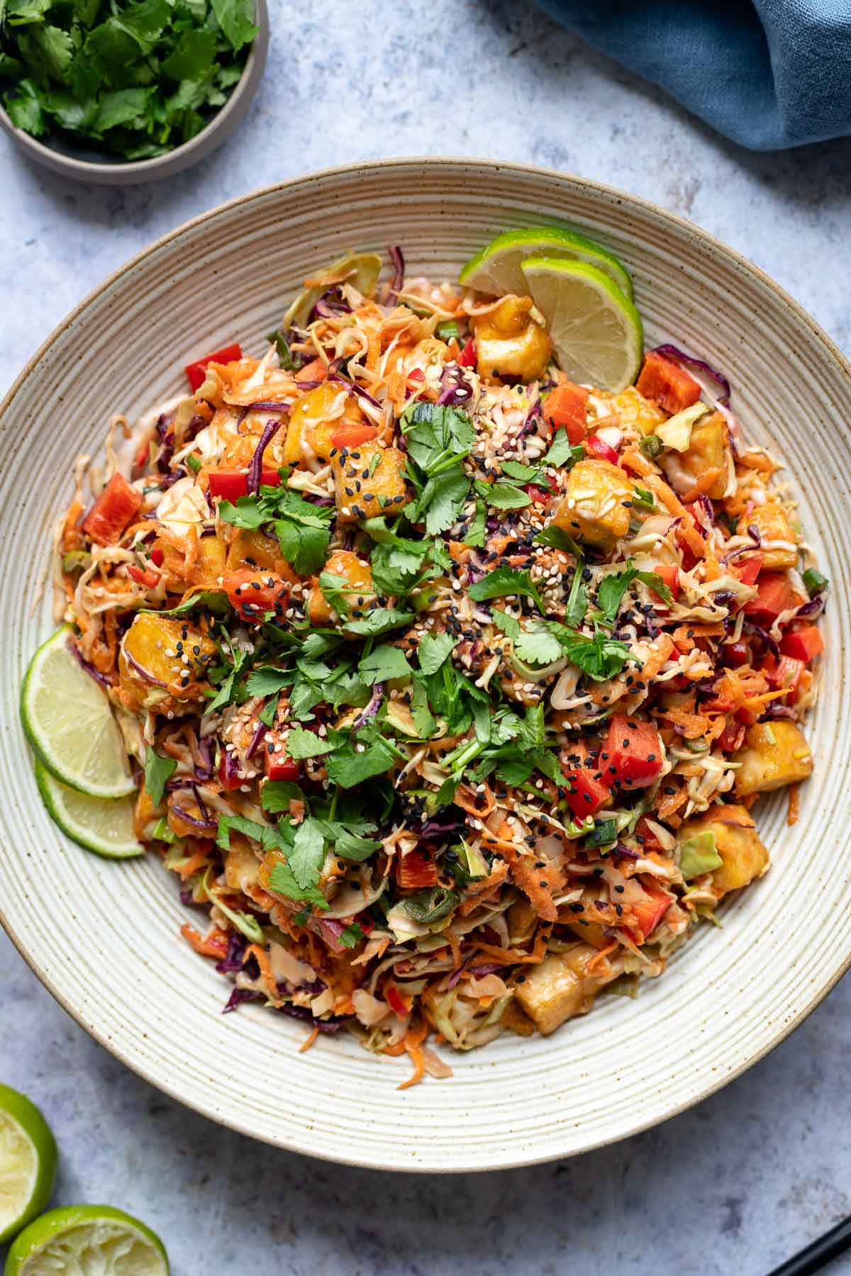 Chopped Salad with Sriracha Tofu & Peanut Dressing