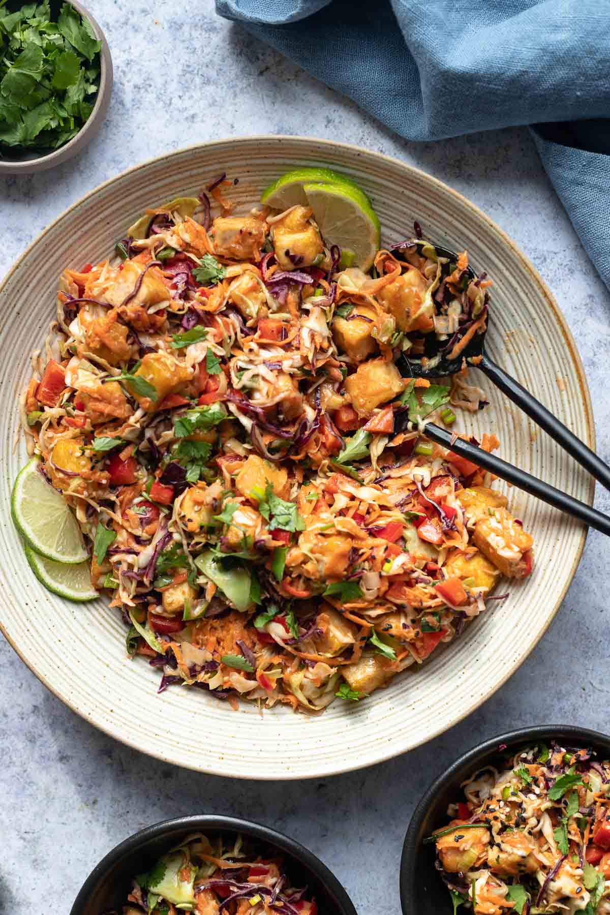 Chopped Salad with Sriracha Tofu & Peanut Dressing