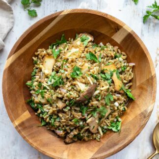 Grünkernsalat mit Pilzen & Miso-Dressing Rezept