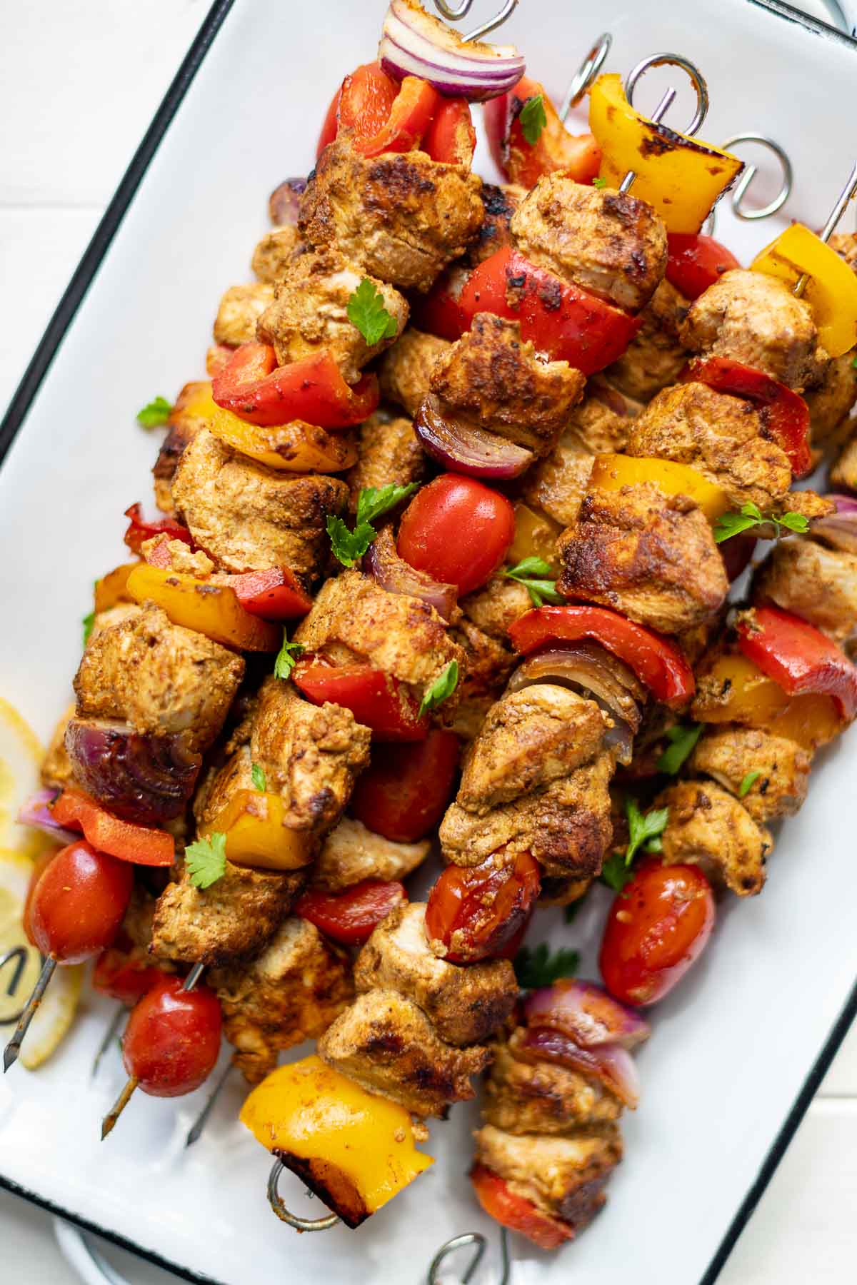 Chili Garlic Chicken Skewers with Yogurt Sauce