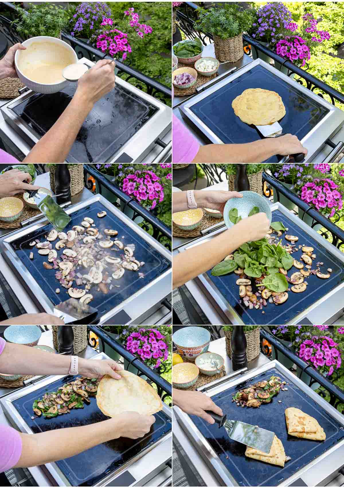 Crepes with savoury filling step by step