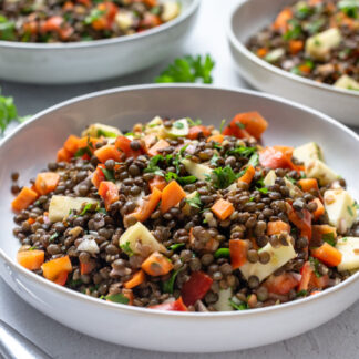 Linsensalat Rezept mit Apfel, Karotten, Paprika