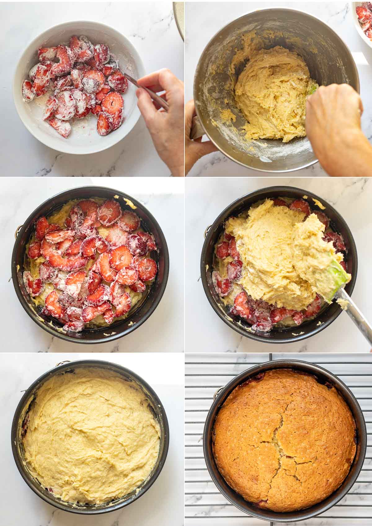 Vorbereitungsschritte für Zitronen-Joghurt-Kuchen mit Erdbeeren