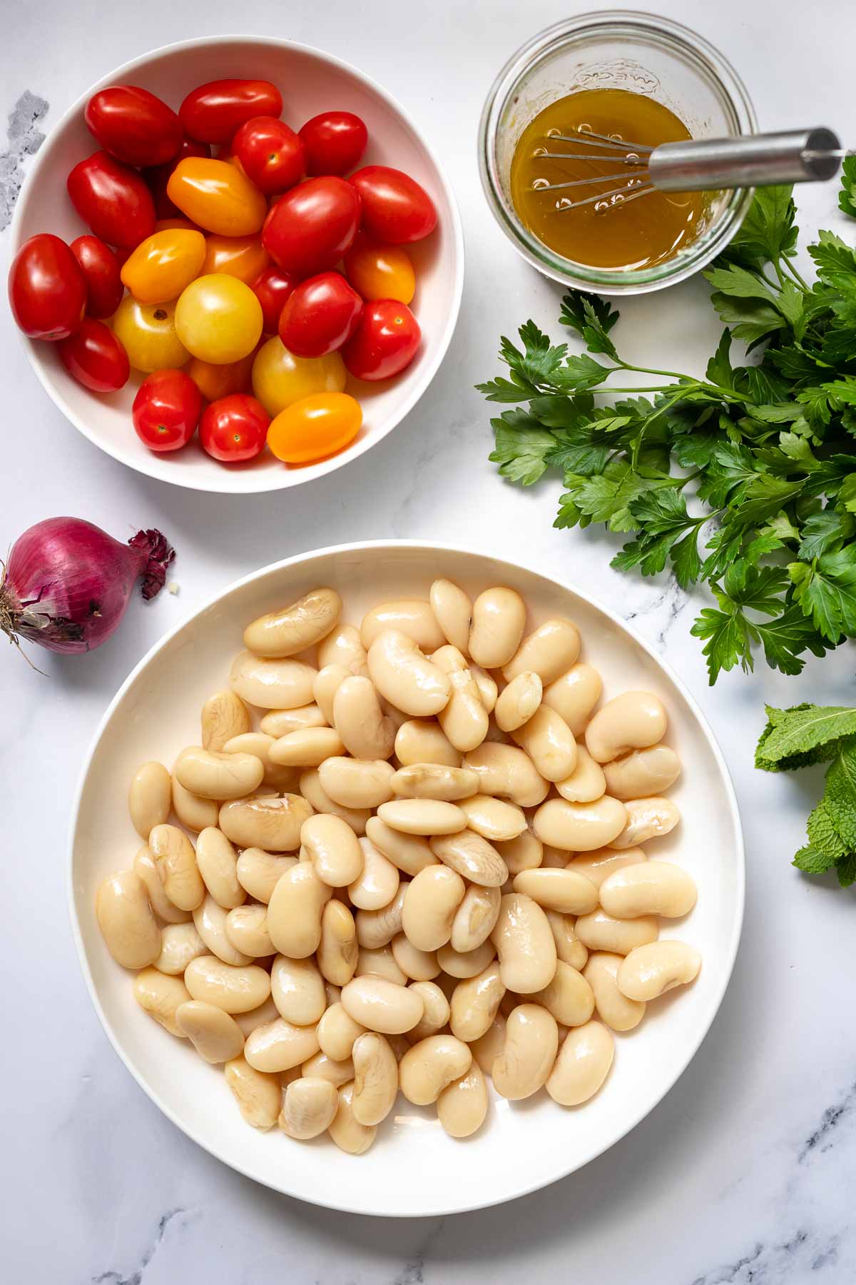 Ingredients for Italian White Bean Salad with Tomatoes