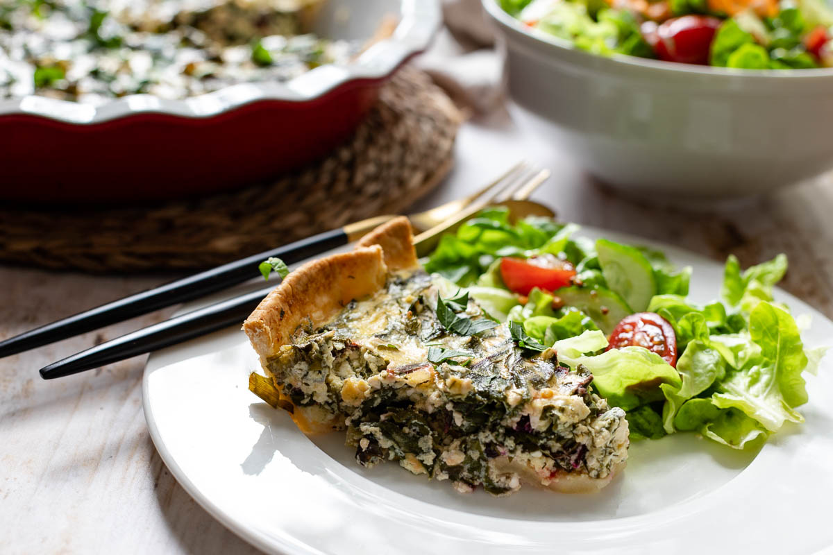 Grüne Gemüse-Quiche mit Feta