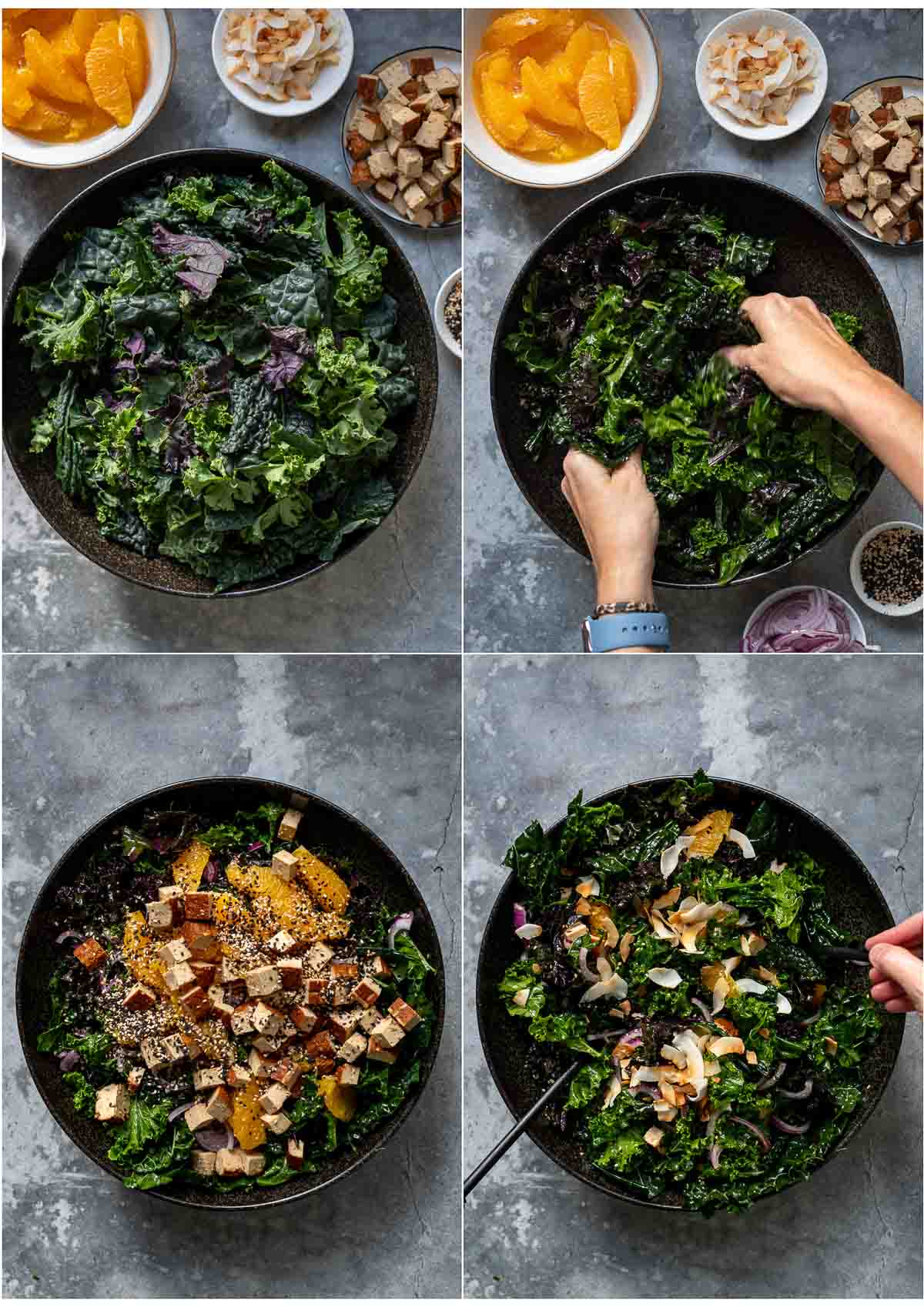 Kale Salad preperation steps