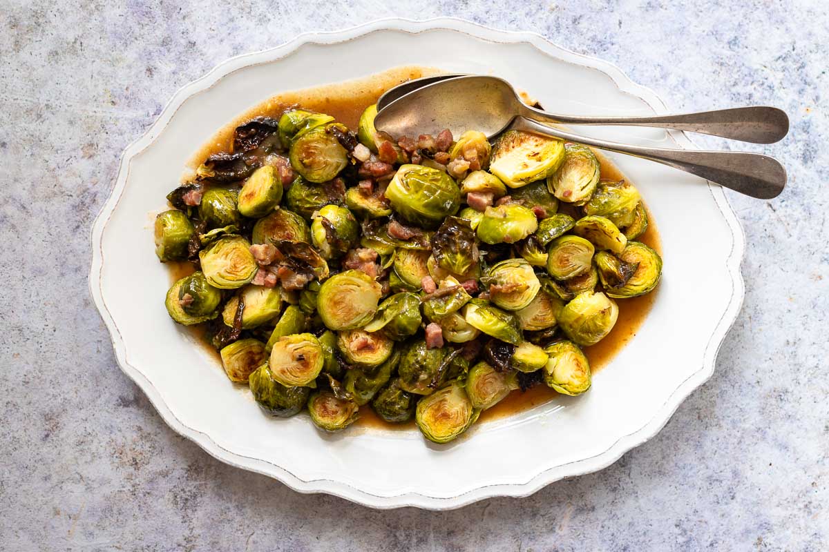 Roasted Brussels Sprouts with Bacon & Dates