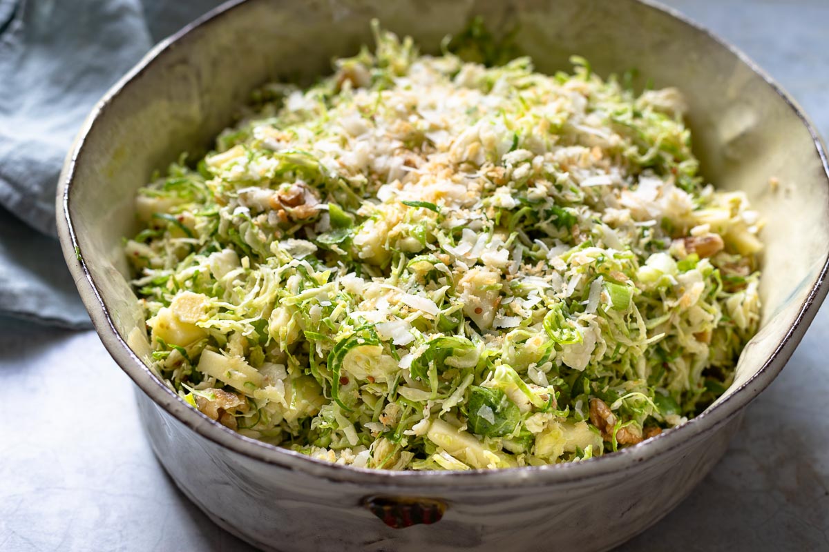 Brussels Sprout Apple Salad with Dijon Dressing