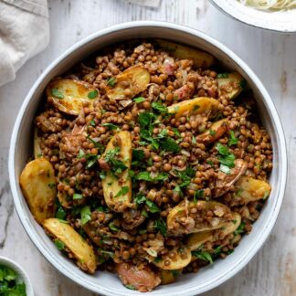 Linsen-Salat mit Ofenkartoffeln