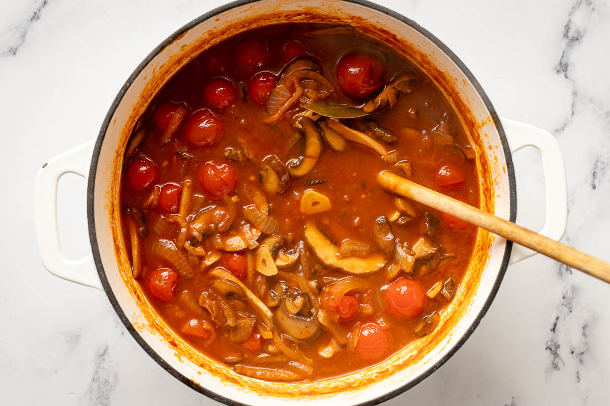 Pilz Ragu (Ragout) im Topf