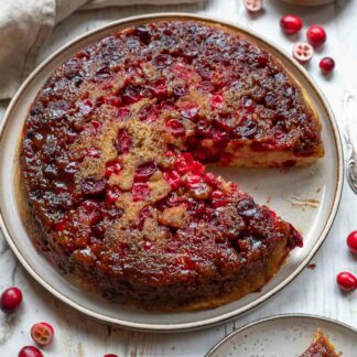 gestürzter Cranberry-Kuchen Rezept in die Pfanne gemacht