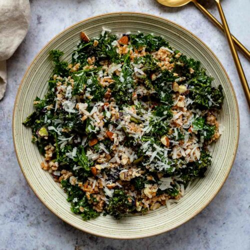 Roasted Flower Sprouts Salad with Spelt Recipe Elle Republic
