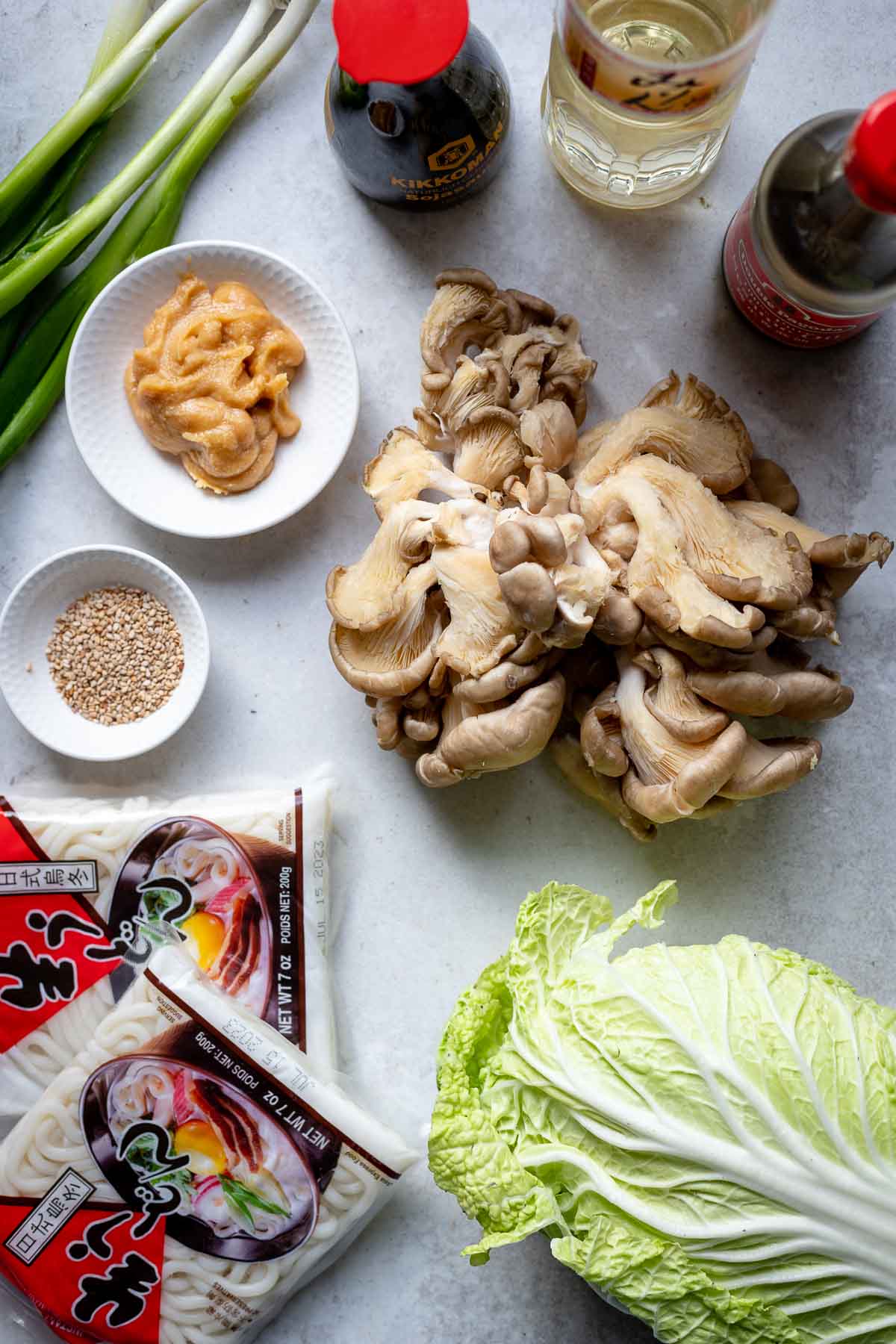 Ingredients for Udon Noodle Mushroom Stir Fry 