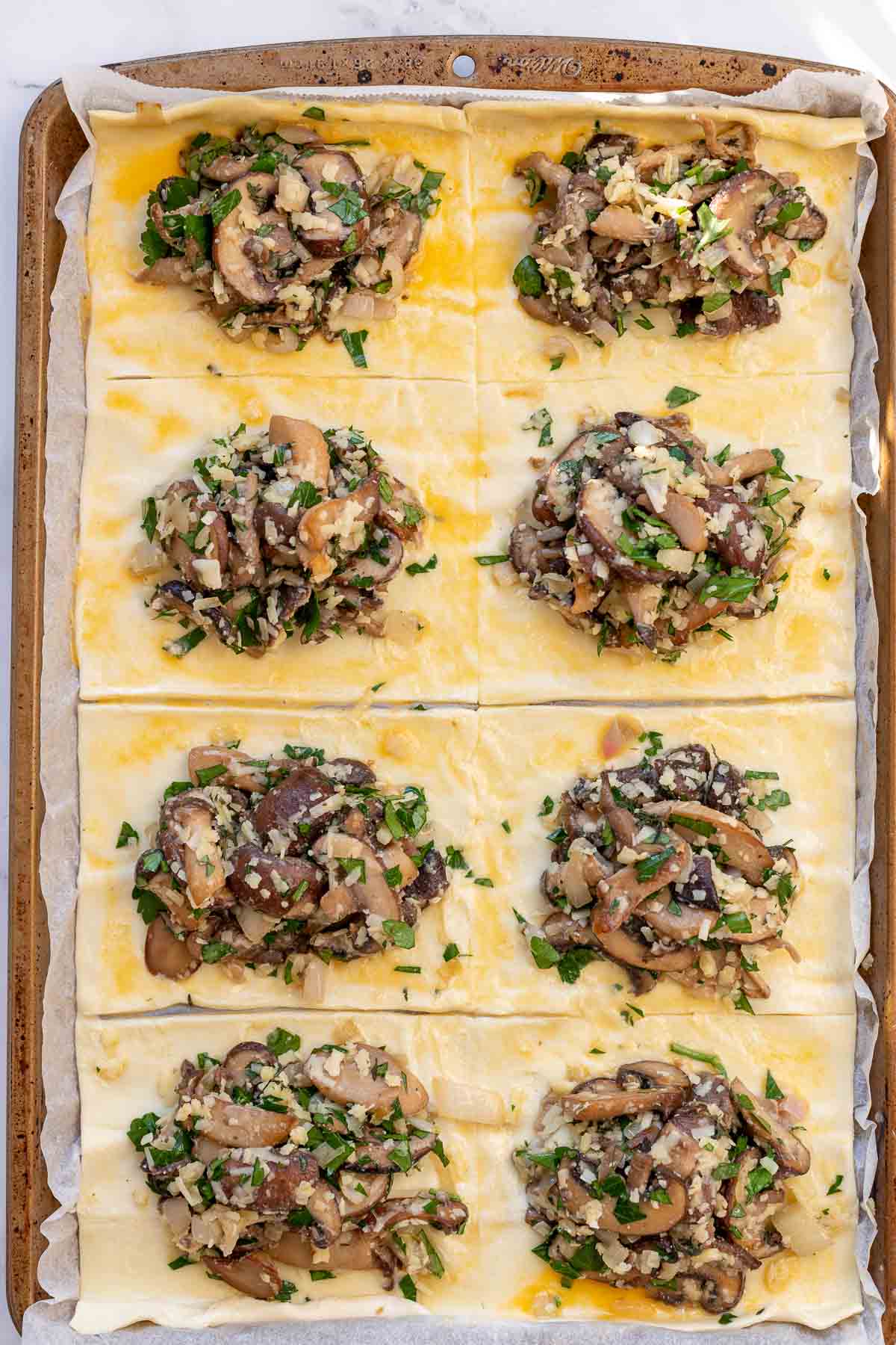 Mushroom tartlets before baking