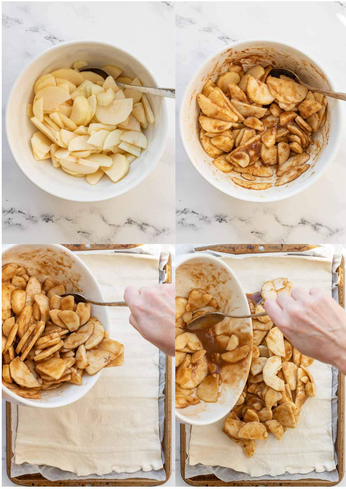 Preparation steps for pear tart