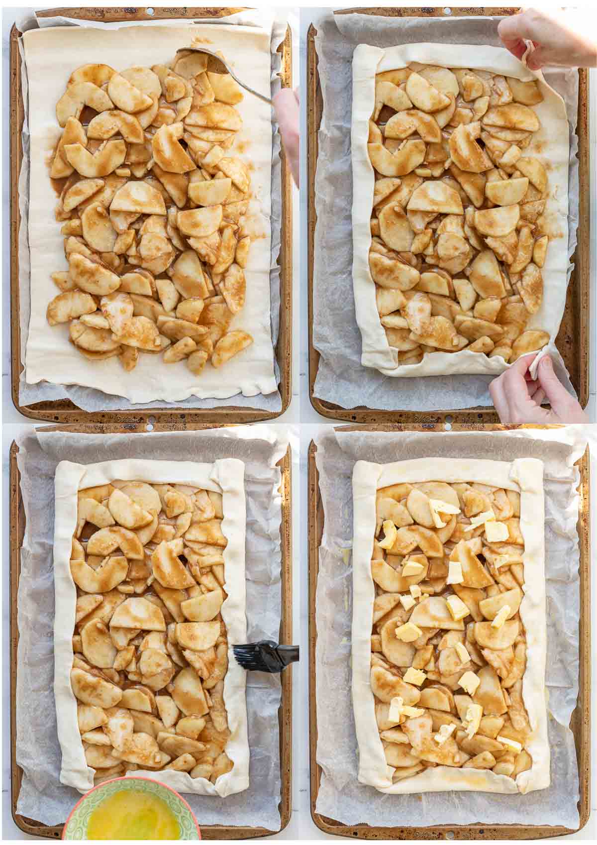 Preparation steps for pear tart