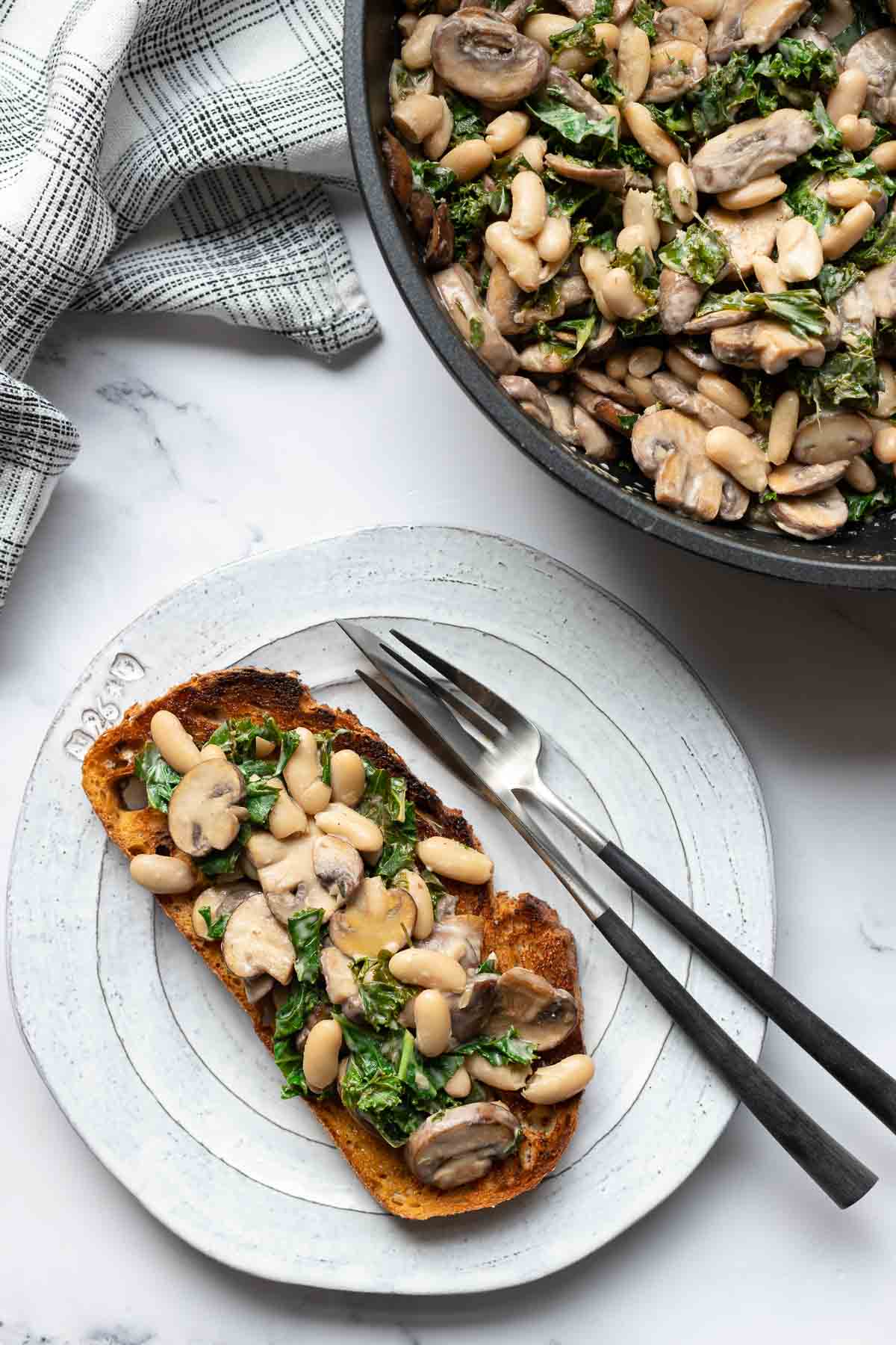 Braised Mushrooms and White Beans on Toast