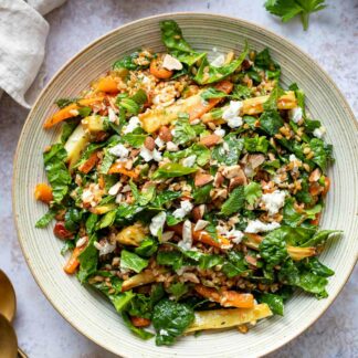 Orientalischer Einkorn Salat mit geröstetem Gemüse Rezept