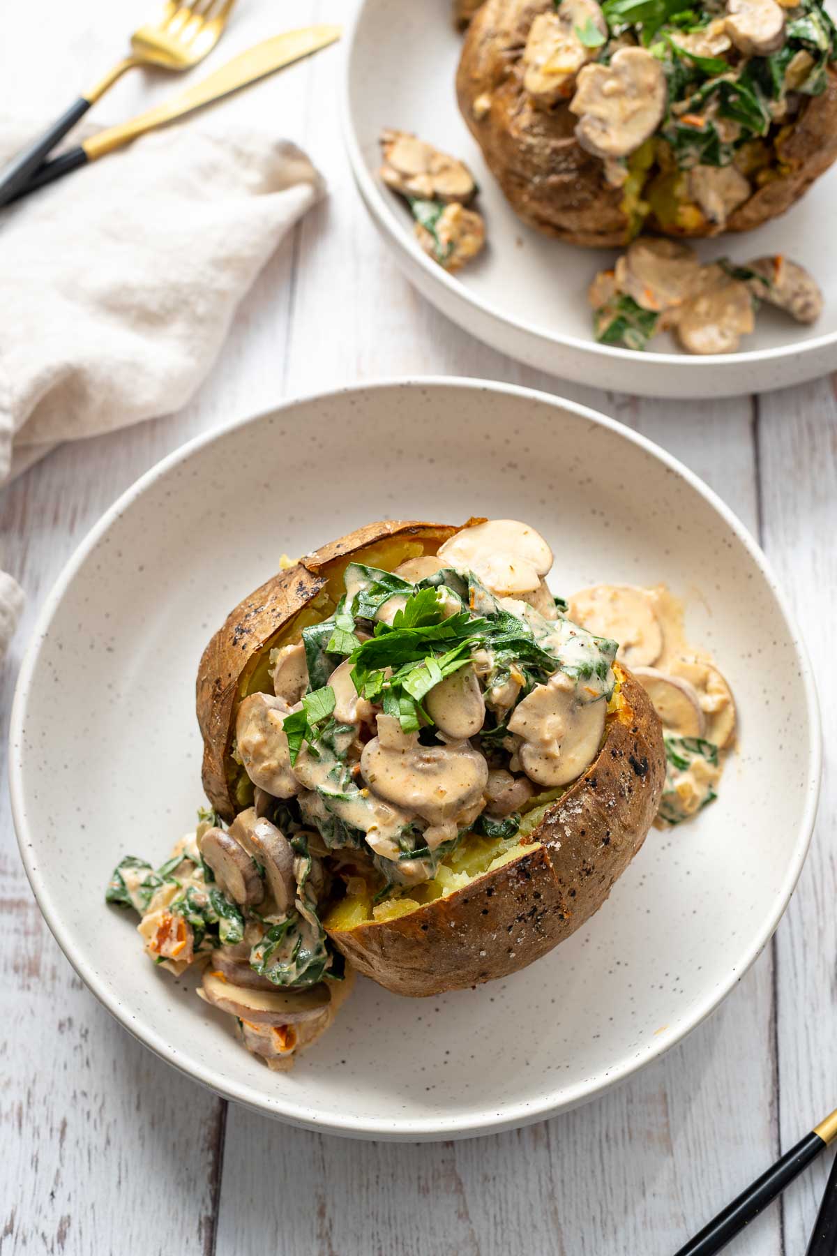 Baked Potatoes with Mushroom-Spinach Filling