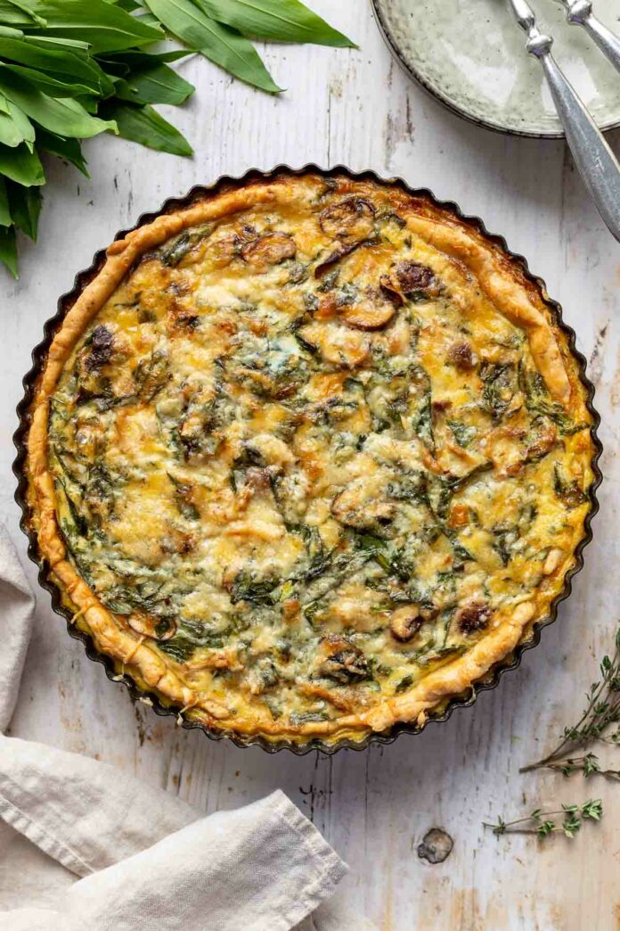 Vegetarische Pilz-Quiche mit Bärlauch