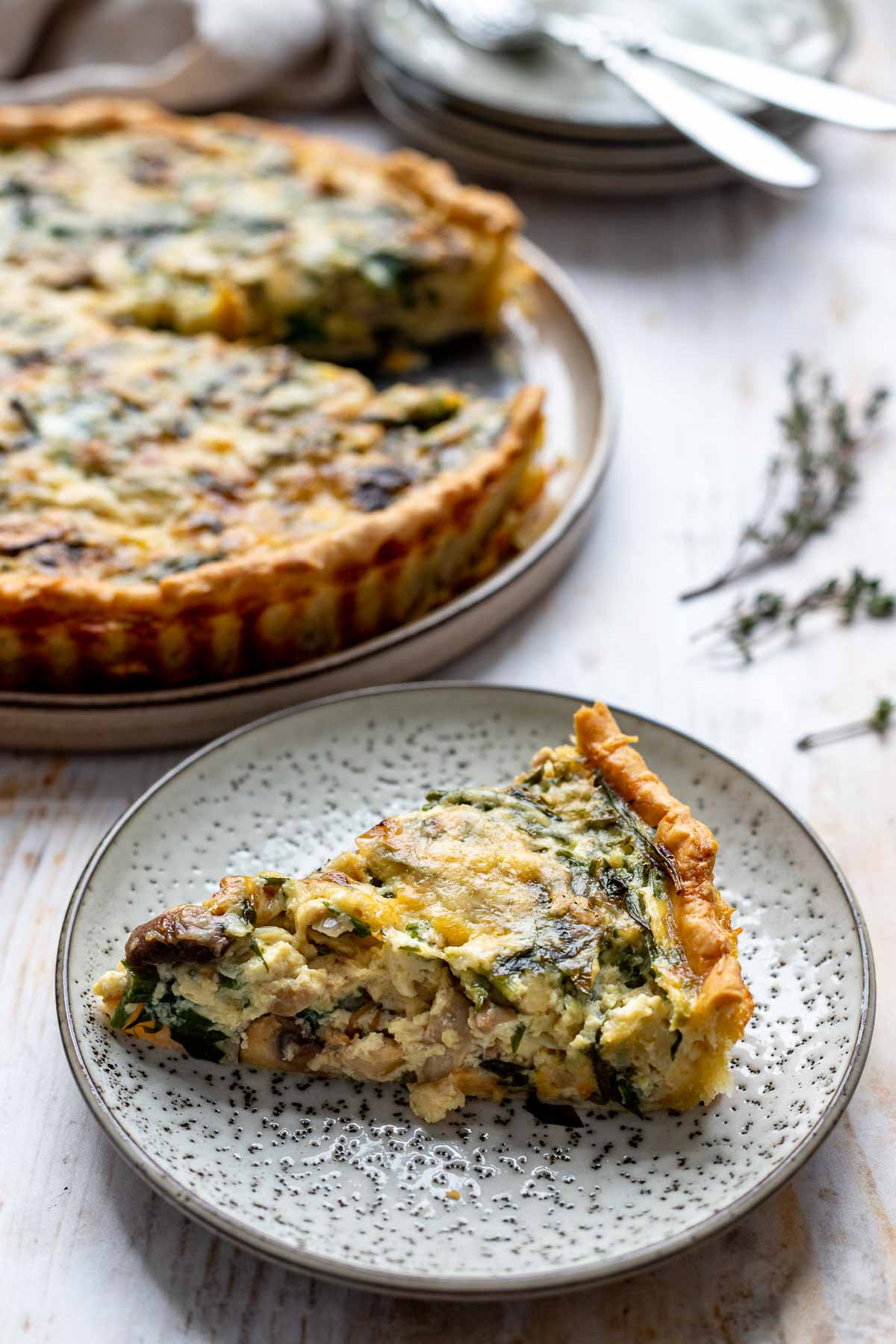 Vegetarische Pilz-Quiche mit Bärlauch